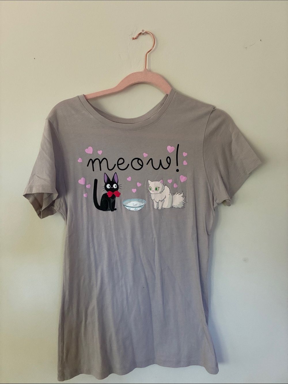 Meow! Cat Graphic Tee in Light Gray - Kiki’s Delivery Service
